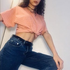 Vintage pastel primary color striped tee